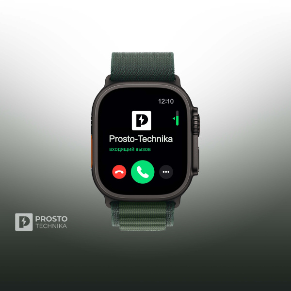 Часы Apple Watch Ultra 2, 49 мм, титан чёрного цвета, ремешок Alpine тёмно-зеленого цвета (2024) S